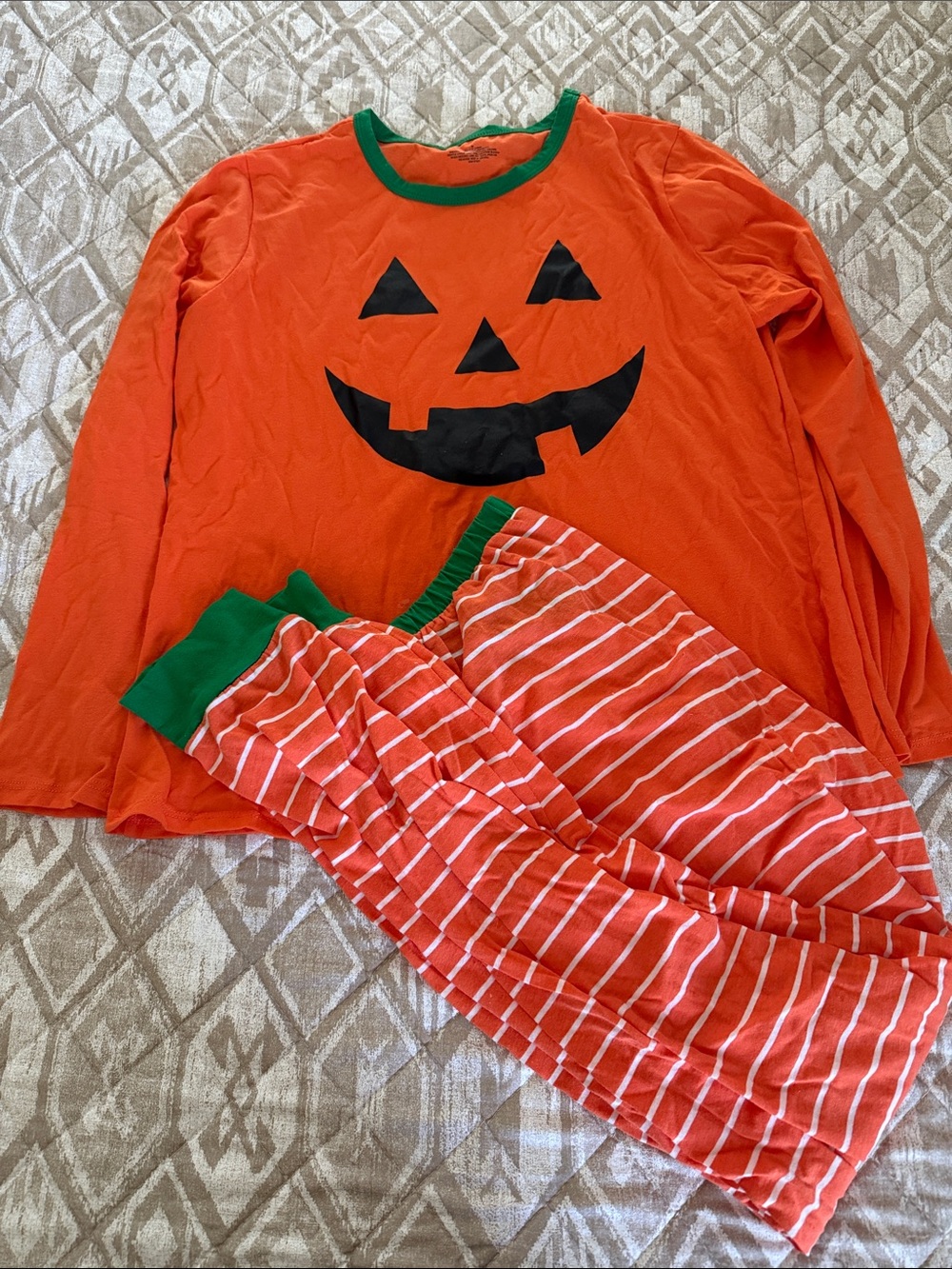 Kids Orange Pumpkin Pajama Costume Top and Pants